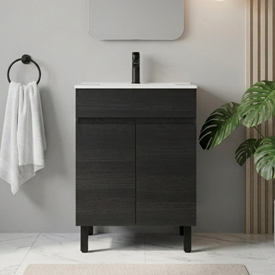 24'' Modern Freestanding Single Bathroom Vanity With Ceramic Top