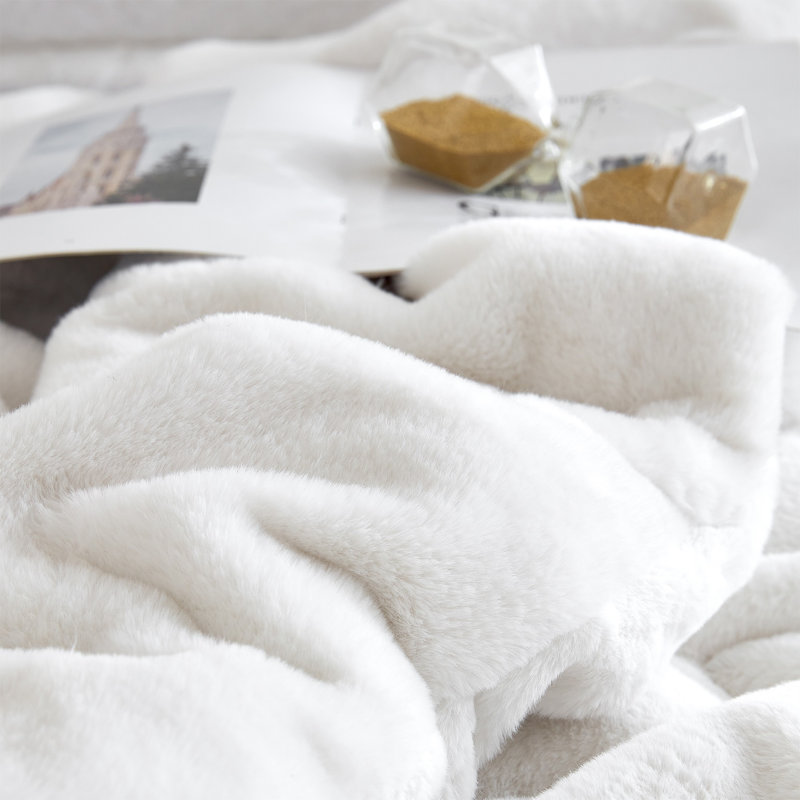 Chunky Bunny Faux Fur Coma Inducer Oversized Comforter Set, King Comforter + 2 King Shams, Ivory