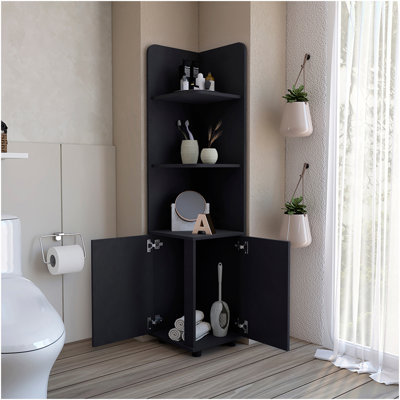 Armoire autoportante Kairatu, salle de bain, noir