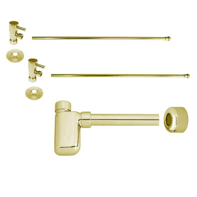 Pedestal Sink Installation Kit with Flat Trap and 1/4-Turn Lever Angle Stops
