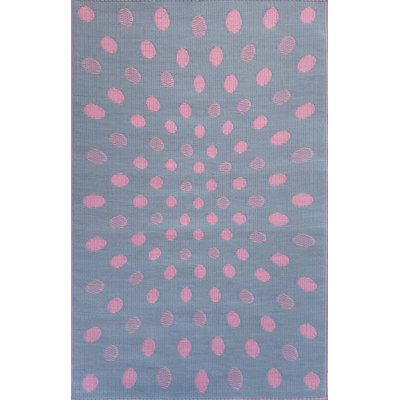 Crazy Polka Dots Outdoor Mat, Pink & Grey, Reversible Mat For Patio, Porch, Deck, Floor Mat