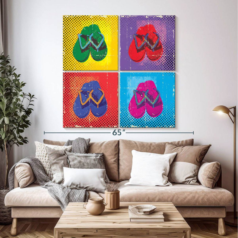 " Halftone Flip Flops " 4 - Pieces, 50" H x 50" W x 1.25" D