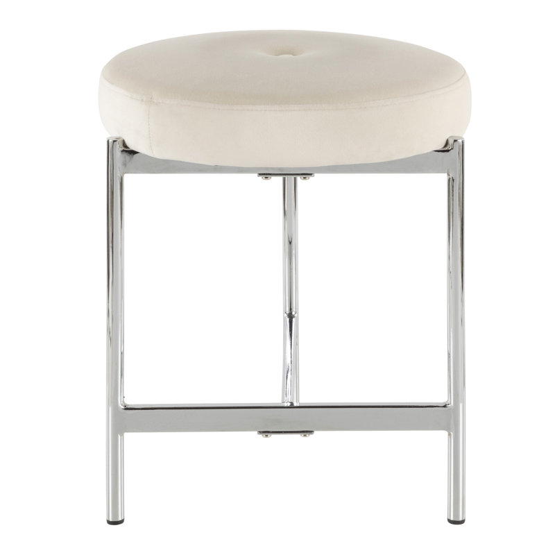 Tabouret de coiffeuse Laquisha en chrome et velours