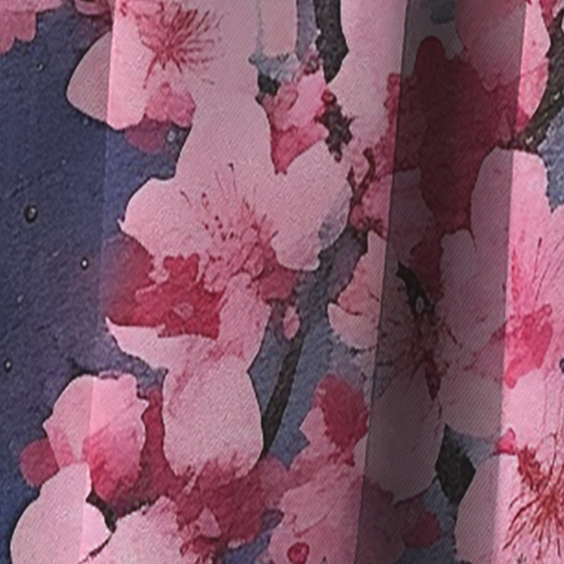 Rideau occultant rose et bleu Cherry Blossoms, L 52 po x L 108 po