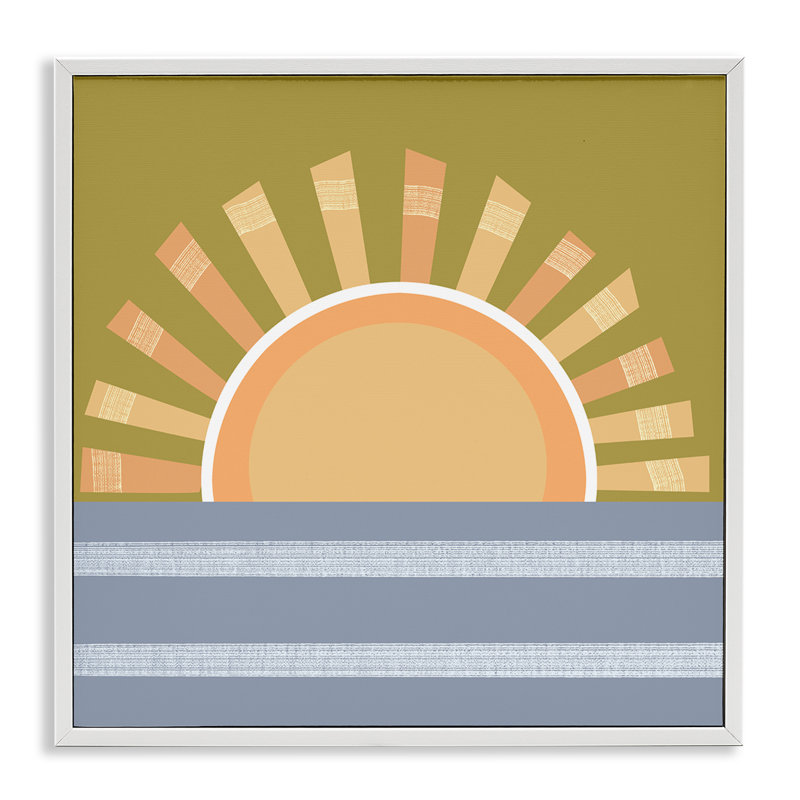 Soleil levant sur l'océan, estampe numérique par Tina Finn, H 17 po x l 17 po, Giclée encadrée blanc bord de mer