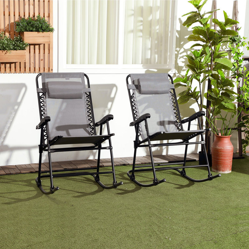 Ensemble de chaises berçantes pliantes pour patio Braderick