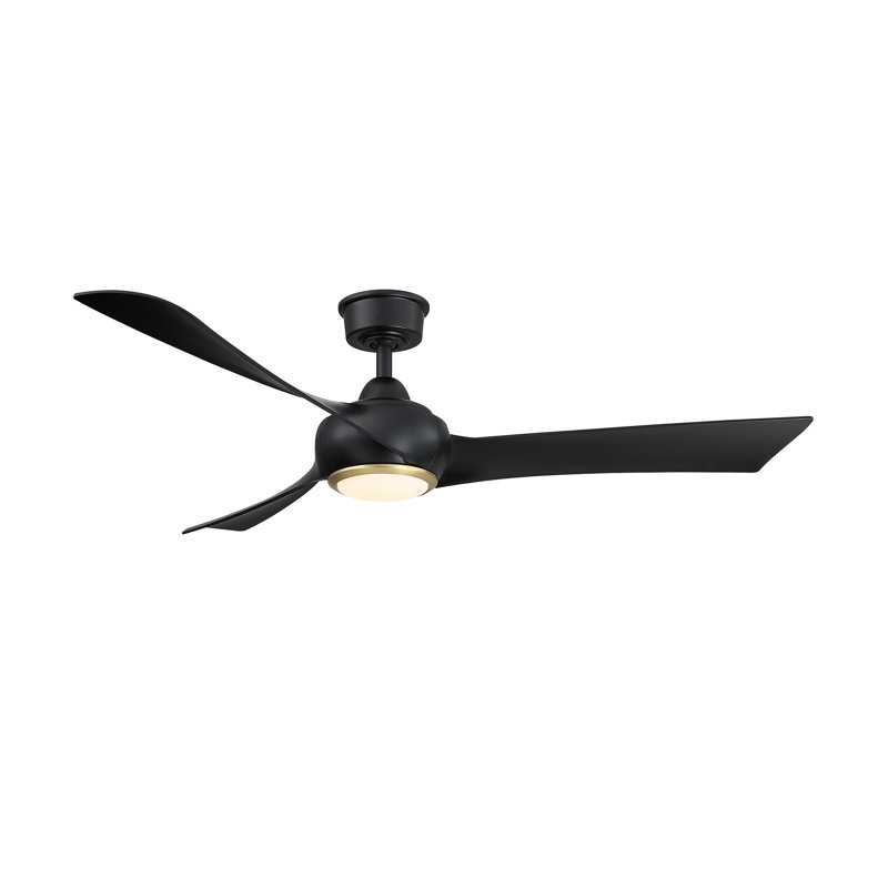 Wrap Custom 56 inch Indoor/Outdoor Ceiling Fan with LED CCT Select Light Kit - Black with Black blades, Black, Black