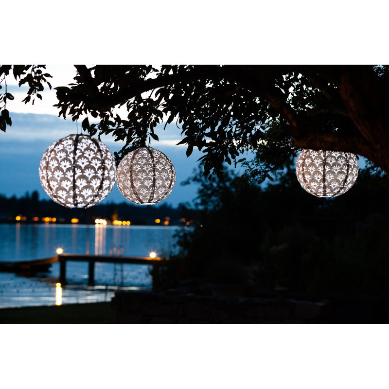 12'' White Solar Powered Globe Lantern with Porcelain Design