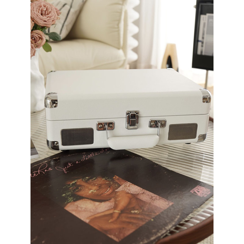 Valise tourne-disque Bluetooth à 3 vitesses avec haut-parleurs intégrés Arkrocket Curiosity, Blanc