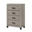 Ensemble de chambre avec grand lit 5 pièces gris transitionnel avec tête de lit, commode, miroir, commode et table de chevet-696373663