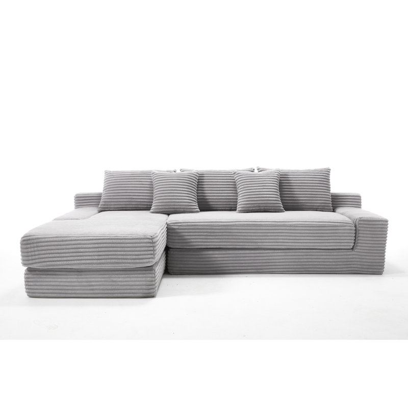 Canapé-lit modulaire en L pour salon avec structure en mousse à mémoire de forme et en acier - Canapé-lit convertible sans assemblage, Canapé à compression en velours côtelé, Canapé modulaire pour chambre à coucher, Cinéma maison