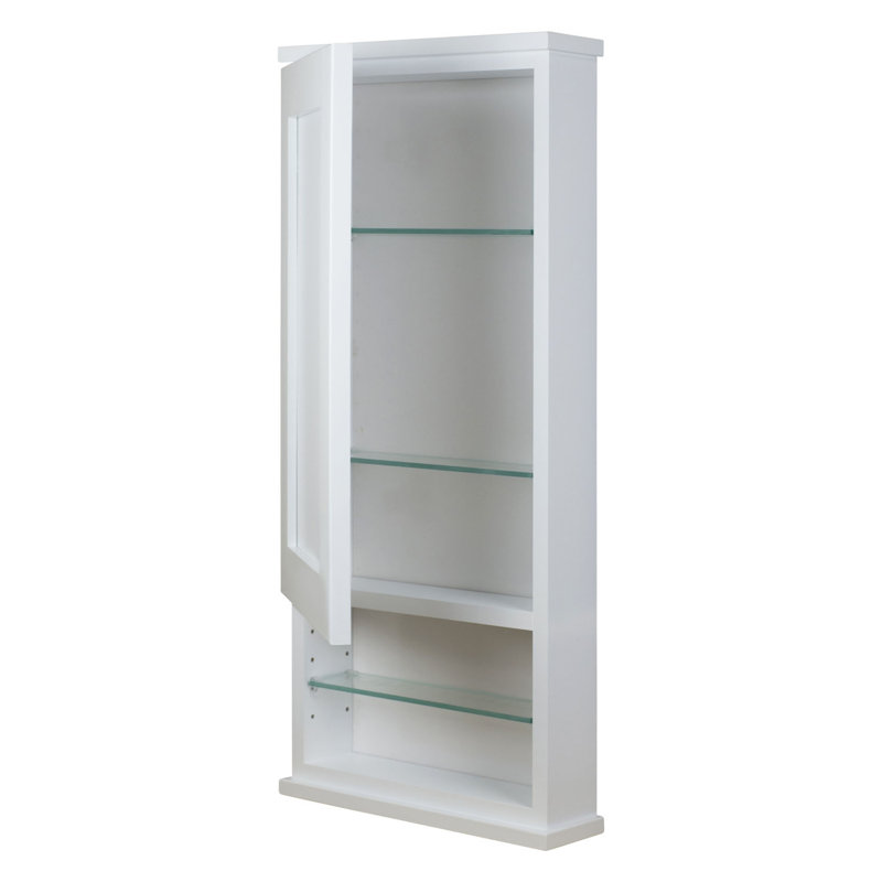 Solid Wood Bathroom Cabinet, Primed Gray, 37.5" H x 15.25" W x 3.25" D