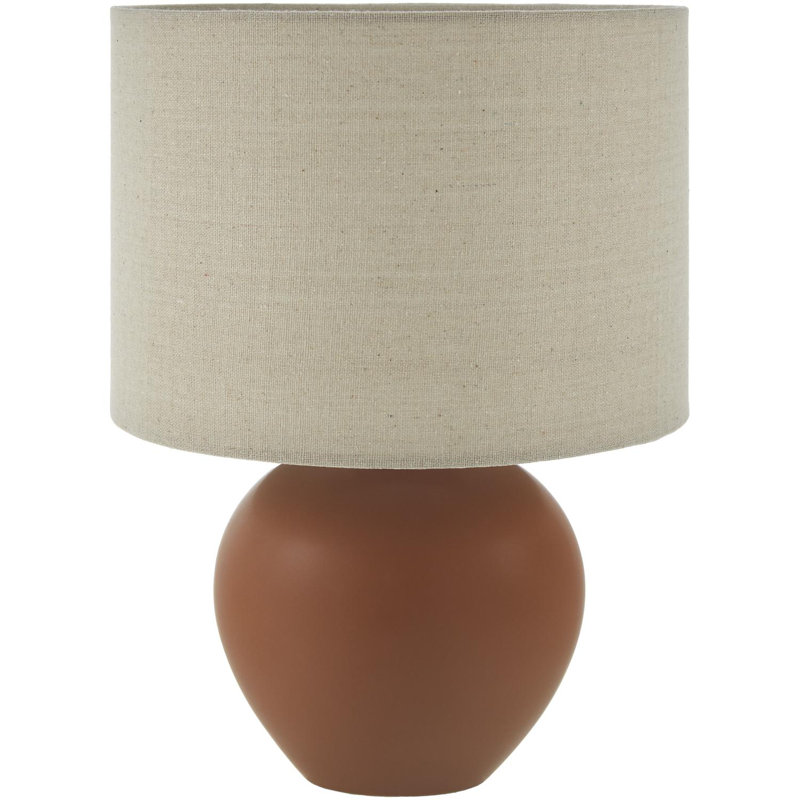 Ceramic Table Lamp with Linen Drum Shade, Orange
