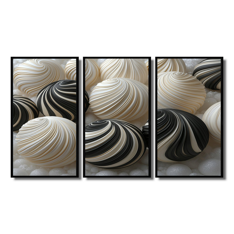 «White and Black Christmas Peppermint Swirl II», ensemble de reproductions d'art mural de Noël, H 32 po x l 48 po x P 1 po