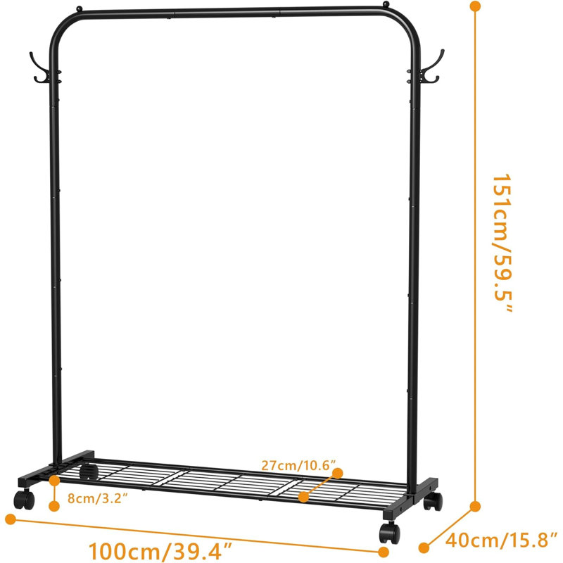 Metal Freestanding 2 - Hook Coat Rack, Black
