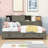 3 Drawers Wooden Daybed with Pushable Shelf, USB & Socket Charging Station-402812618-402812623