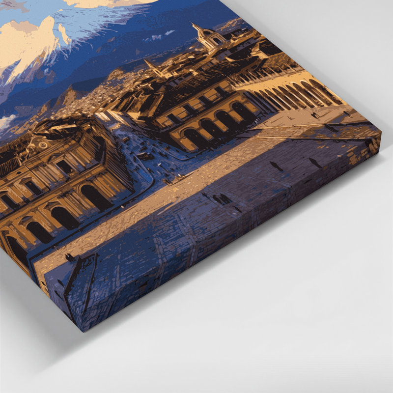 Art mural sur toile mauve avec villes, Quito, Équateur, H 20 po x l 30 po
