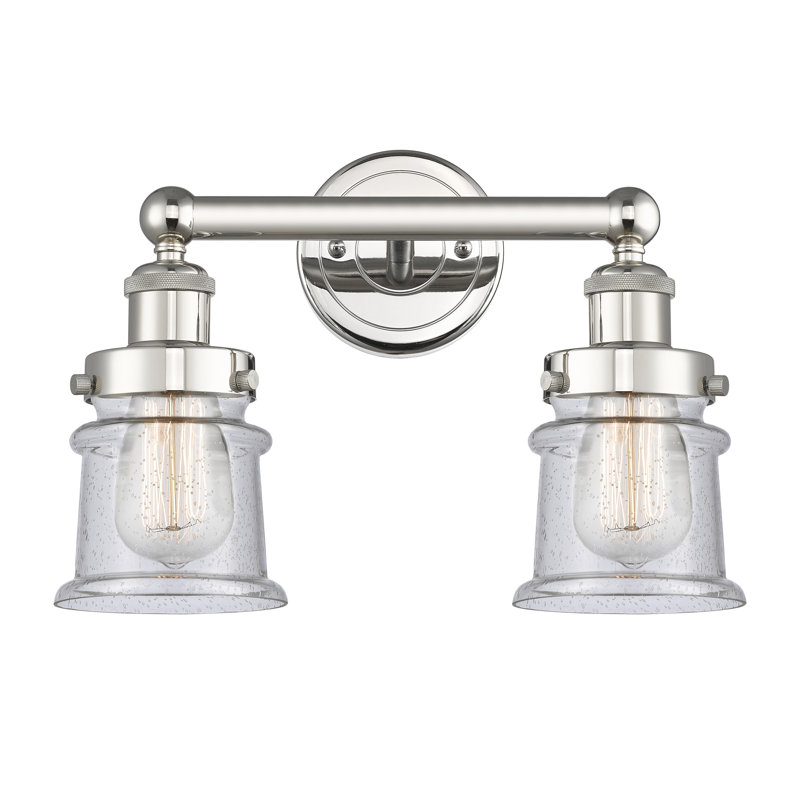 Petit meuble-lavabo pour salle de bain 2 lumières Cailen de la collection Edison, Granuleux, Nickel poli