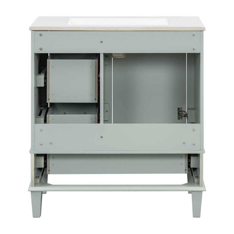 30" Bathroom Vanity , Modern Bathroom Cabinet With Sink Combo Set, Bathroom Storage Cabinet With A Soft Closing Door And 3 Drawers, Solid Wood Frame