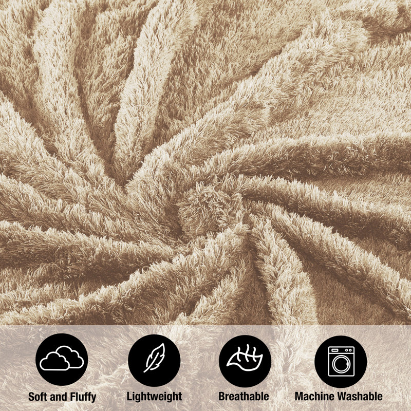 Jeté en sherpa CBCHome Cozy Chenille, Brun pâle, Grand lit