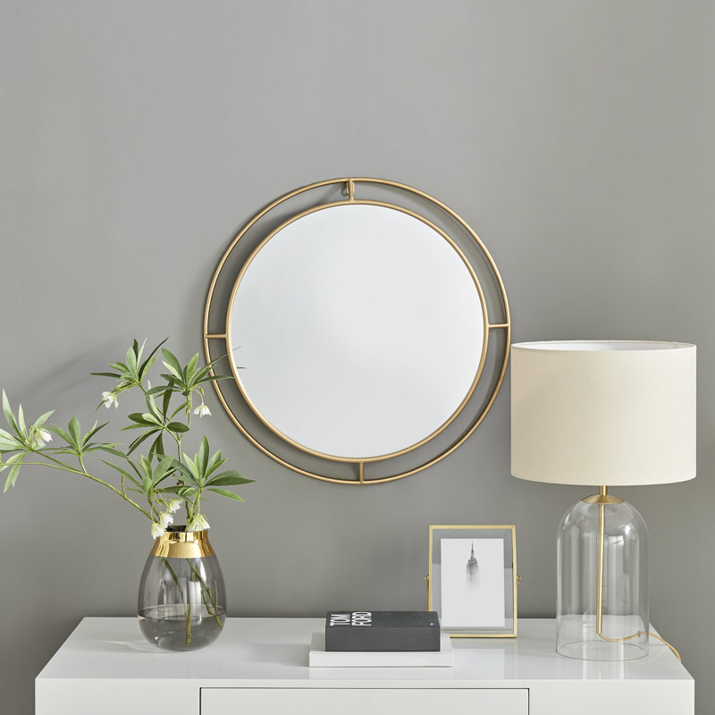 Routh Round Metal Frame Wall Mirror Ultra Modern Double Edge Design