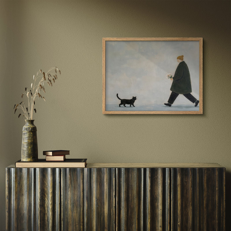 Affiches murales minimalistes représentant un chat - Personne avec un chat pour la chambre à  coucher, H 11 po x l 14 po