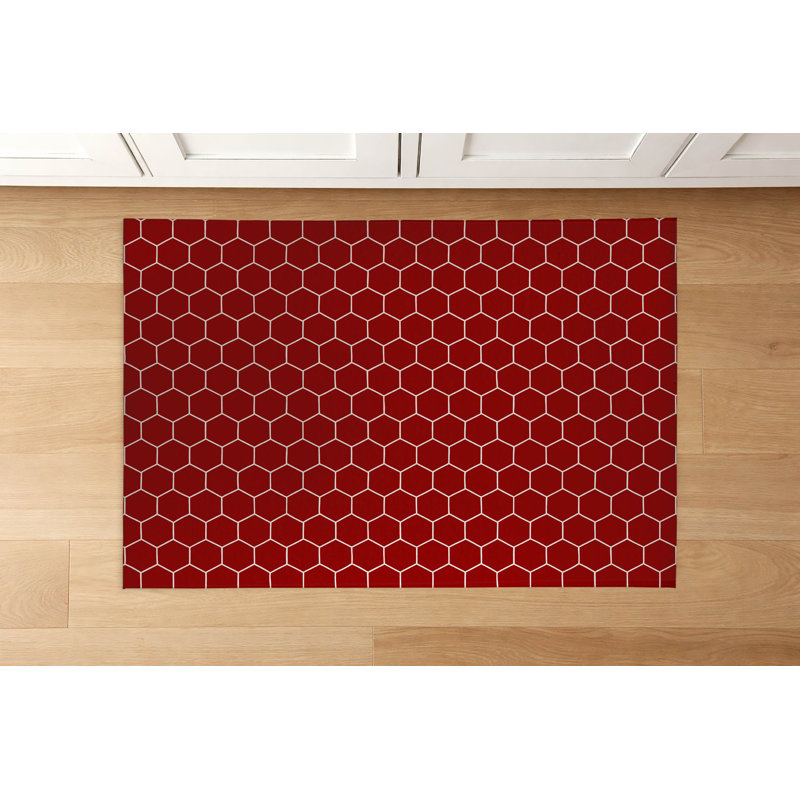 Tapis de cuisine Byrdhill, Rectangle 5 pi x 7 pi, Rouge canneberge