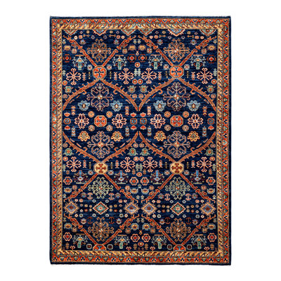 Jylin One-of-a-Kind Hand-Knotted New Age 5' x 6'10"" Wool Area Rug in Teal/Orange/Blue/Yellow -  Isabelline, 7FA7B16513924F46979536026BFE5FE1