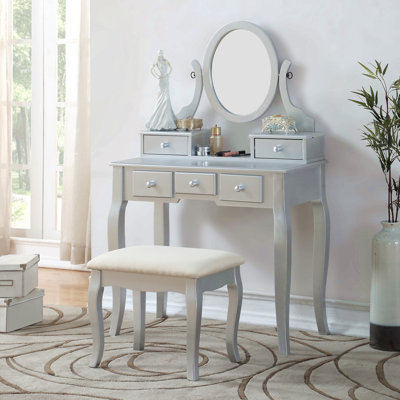 Ensemble coiffeuse et tabouret en bois