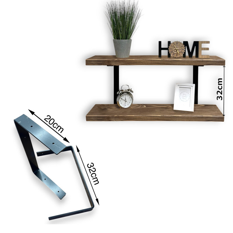 Ashlar Wood Floating Shelf, 4.5cm H x 100cm W x 22cm D, Walnut