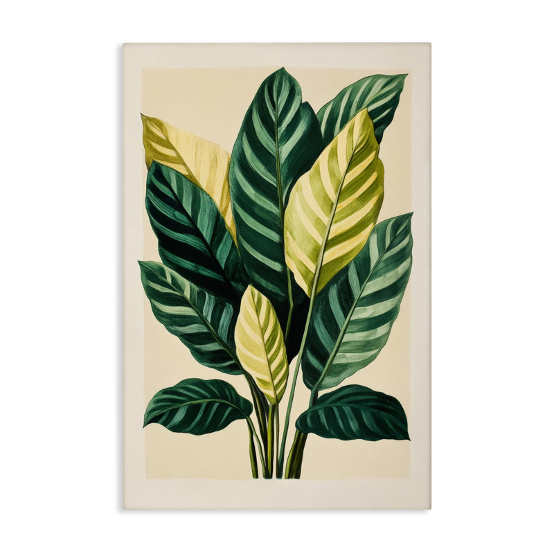 Toile de feuilles tropicales avec branches vertes, design par Petal Prints Design, H 24 po x l 16 po