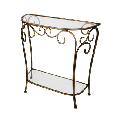 Energicus 80 cm W Glass Top Console Table