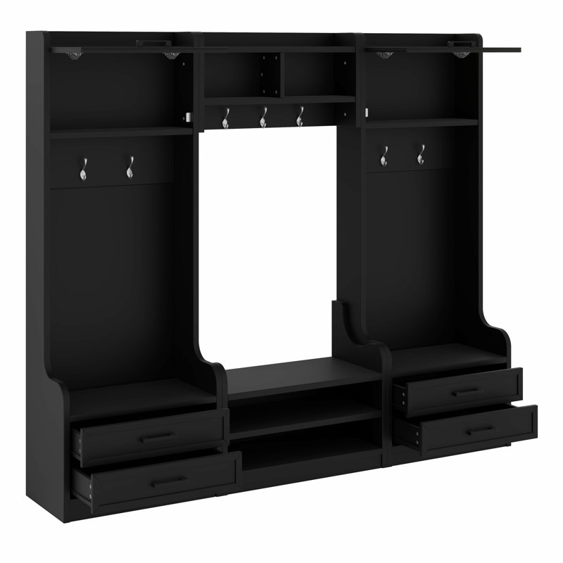 4-In-1 Detachable Hall Tree With Storage And Hooks, Multiple Functions Hallway Coat Rack With Storage Drawers And Cabinet, Shoe Bench For Entryway Hallway