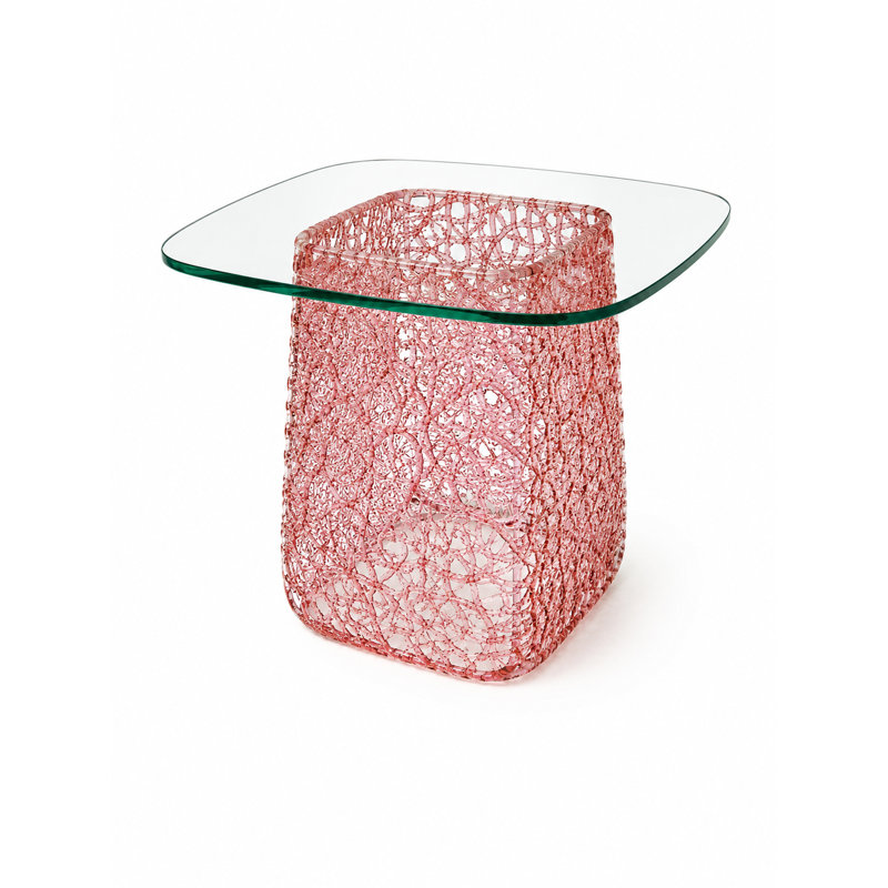Table basse moderne en verre trempé Dieu, Rose Gossamer