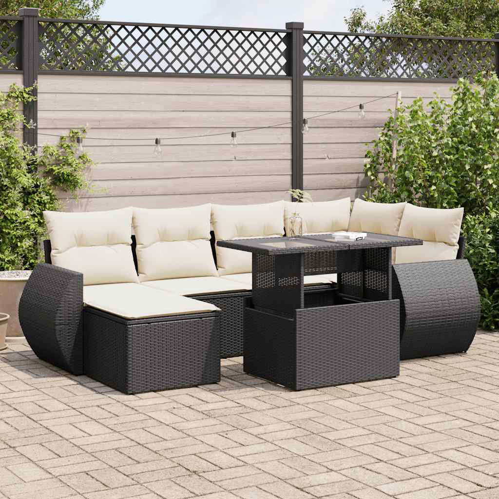 Vidaxl 7-Tlg. Garten-Sofagarnitur Mit Kissen Beige Poly Rattan