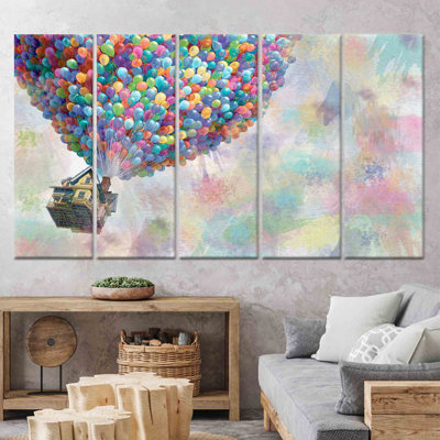 Toile imprimée: décoration murale en verre trempé, ballons de cinéma, toile tendue 5P