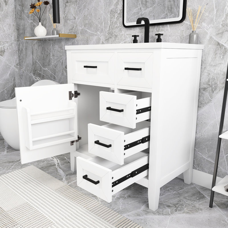Meuble-lavabo simple 30 po avec comptoir, Noir, noir, noir, noir