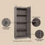 Armoire de rangement moderne Cornelia avec 11 tablettes fixes et réglables de couleur grise-567334224