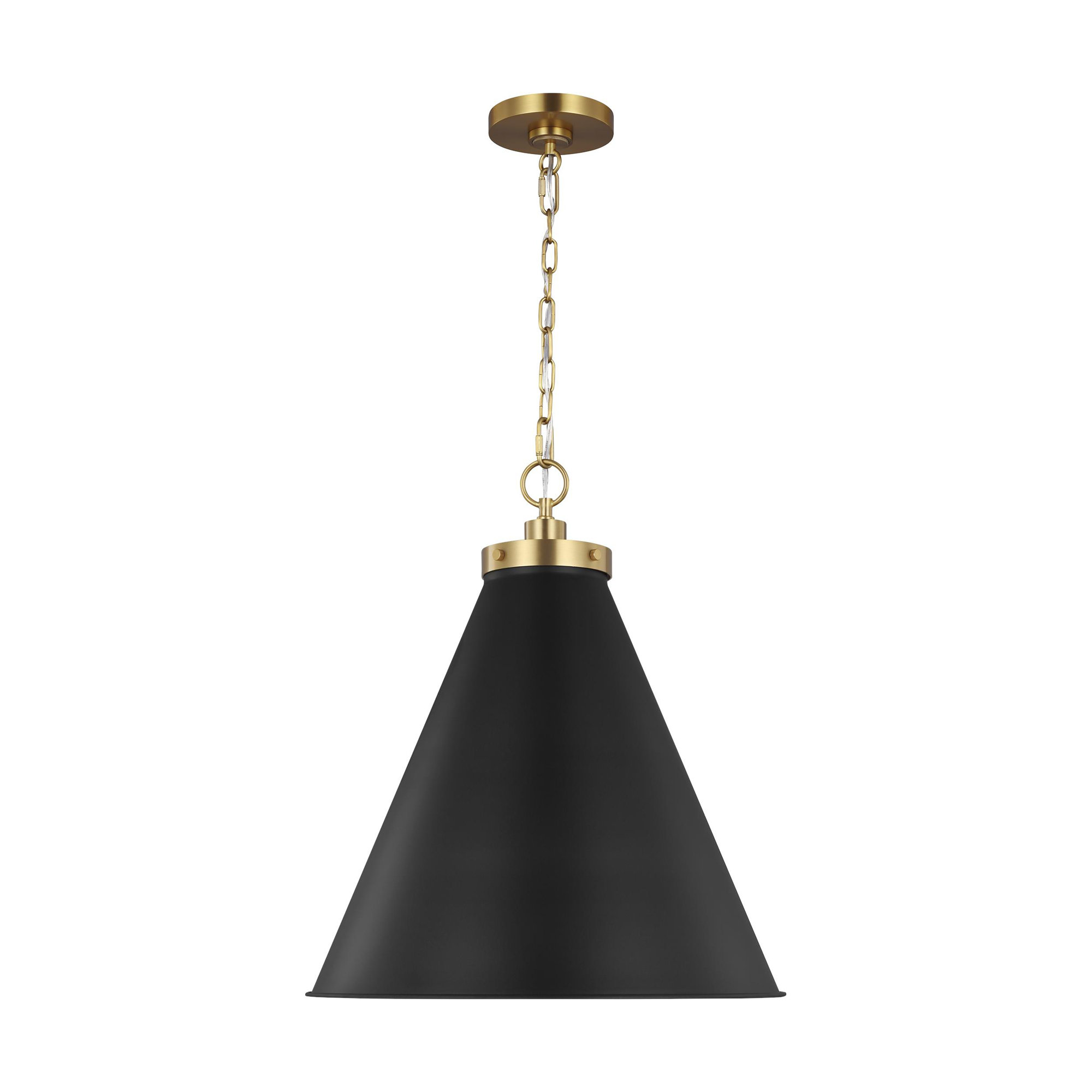 Arnell Single Light Metal Dimmable Pendant, Midnight Black, 22.625" H x 19.5" W x 19.5" D, Burnished Brass