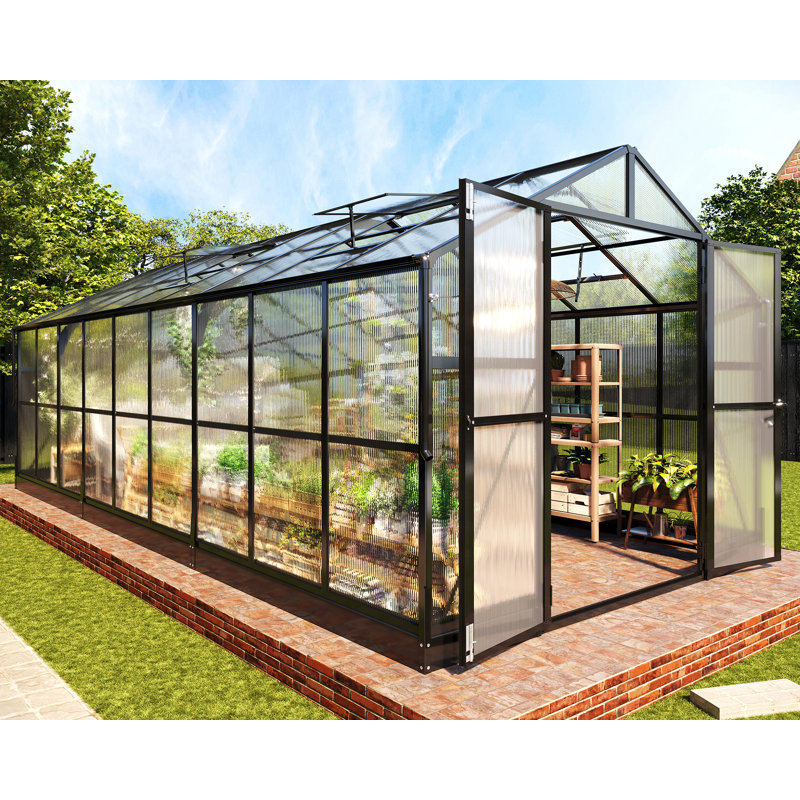 Aluminum Greenhouses for Outdoors, Polycarbonate Greenhouse,  82.7" H x 94.5" W x 208.7" D