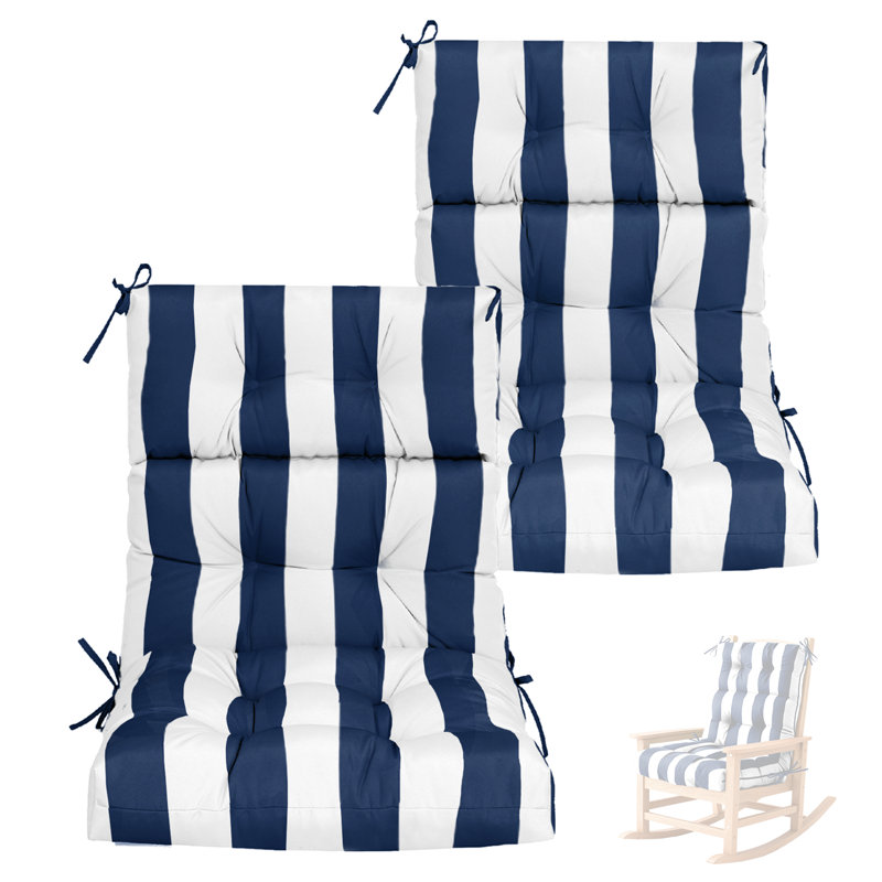 Patio High Back Chair Cushions Set Of 2 - Outdoor Dining Chair Pads,waterproof Replacement Seat Pad,for Rocking And Lounge Chairs,indoor & Outdoor Furniture Cushions,with Non-slip Belt