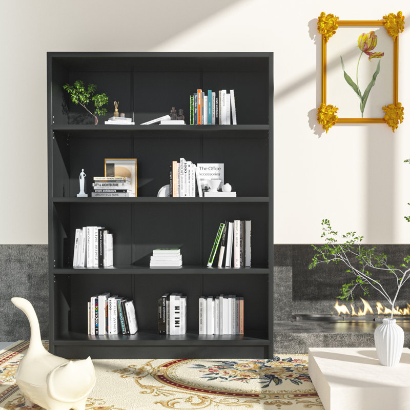 Bibliothèque standard Zahmira, (4 tablettes) H 48 po x l 33 po x P 11,6 po, Noir