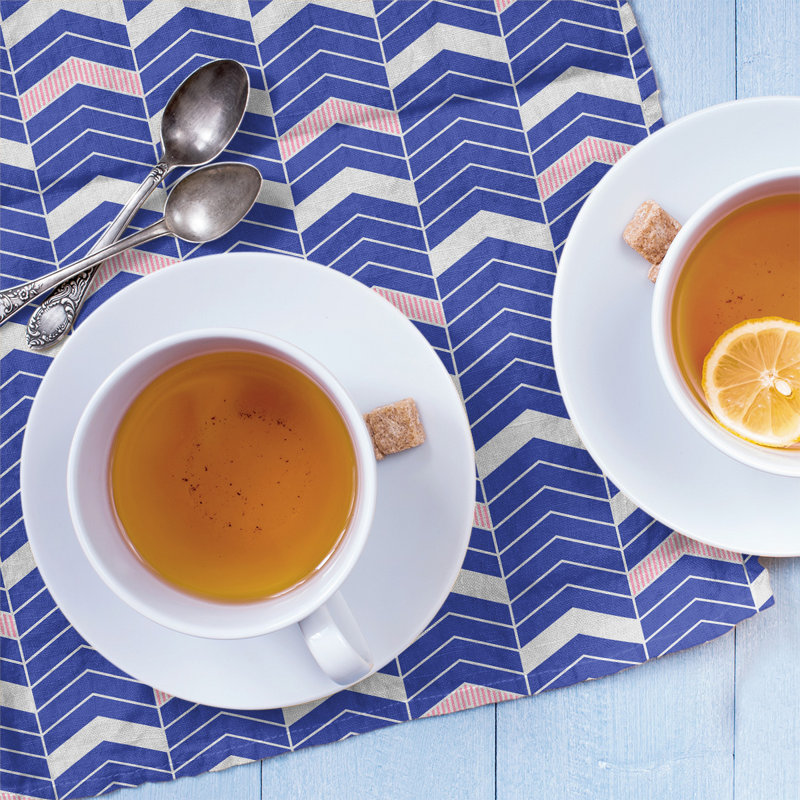 Stephenie Tea Towel Kitchen Towel, Royal Blue/Pink, Cotton Twill