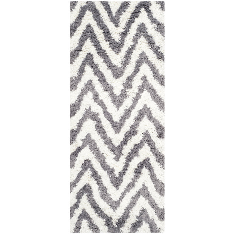 Helenie Shag Hand Tufted Performance Chevron Rug, Runner 2'3" x 10'