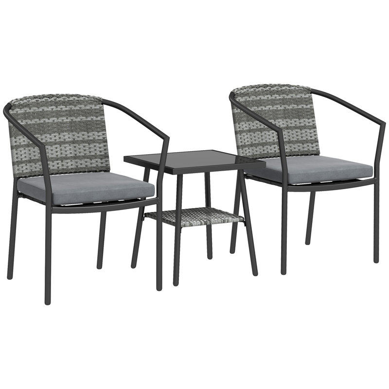Wicker and Steel Patio Dining Set Table,
