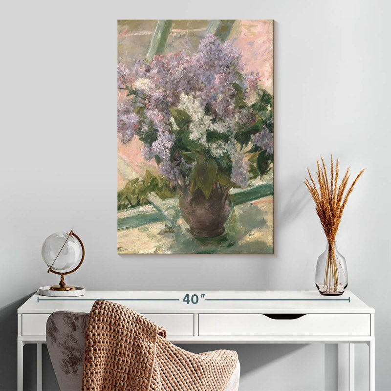 Harnek lilas dans une fenêtre, H 30 po x l 20 po