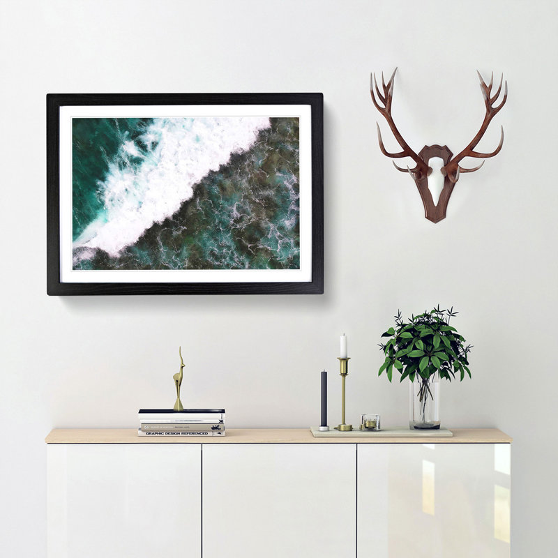 Waves in Midigama Beach - Picture Frame Painting Print, Black Framed, 33cm H x 45cm W x 2cm D