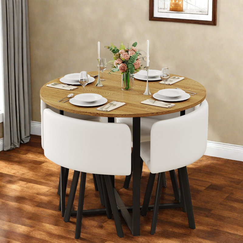 Ensembles de table de salle à manger modernes et compacts avec chaises blanches pour petits espaces