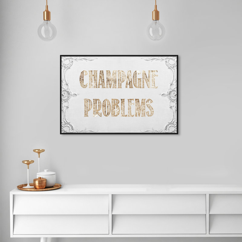 Champagne Problems - Floater Frame, impression, Cadre flottant noir, L 36 po x H 24 po