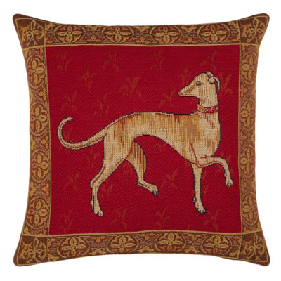 Cluny Greyhound Tapestry Cushion with Feather Filler 